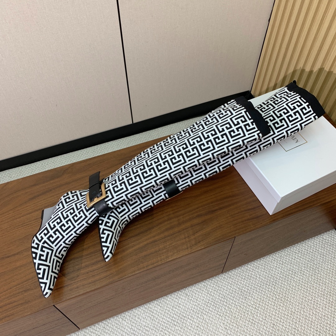 【Balmai*】针织弹力长靴！海外订购原版，1:1完美复刻！材质：原版定制飞织鞋面，牛皮垫脚，真皮大底