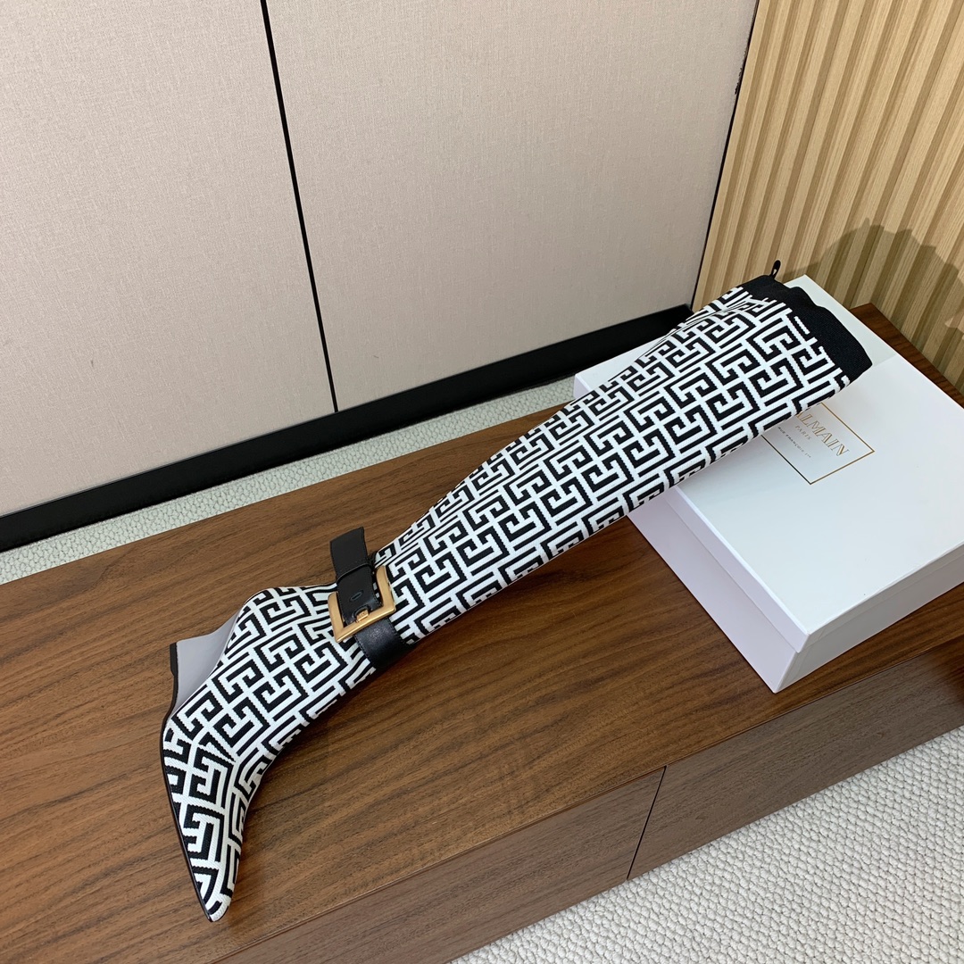 【Balmai*】针织弹力长靴！海外订购原版，1:1完美复刻！材质：原版定制飞织鞋面，牛皮垫脚，真皮大底