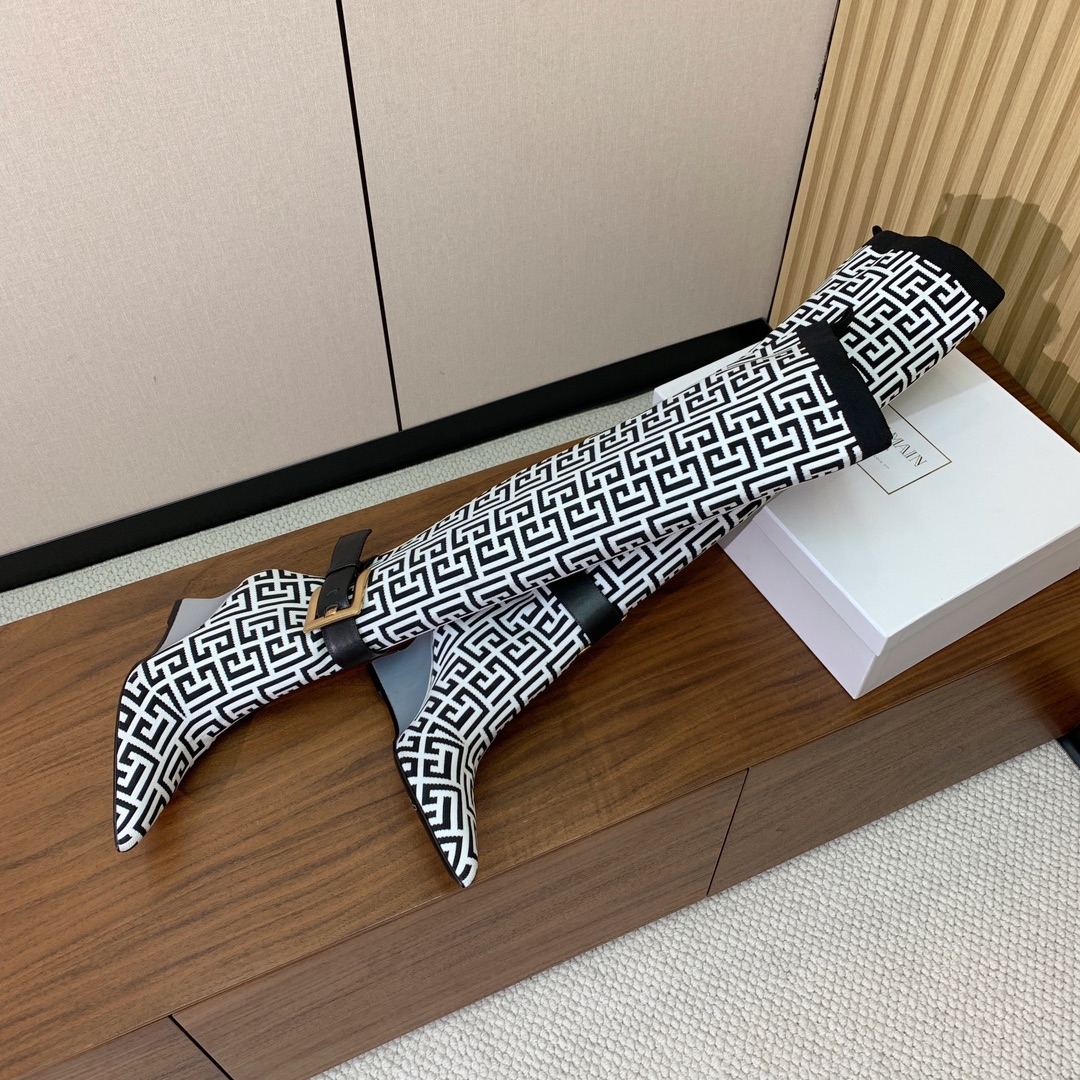 【Balmai*】针织弹力长靴！海外订购原版，1:1完美复刻！材质：原版定制飞织鞋面，牛皮垫脚，真皮大底