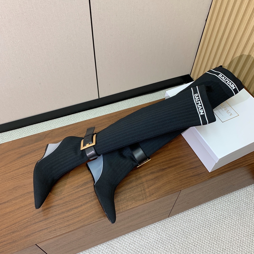 【Balmai*】针织弹力长靴！海外订购原版，1:1完美复刻！材质：原版定制飞织鞋面，牛皮垫脚，真皮大底