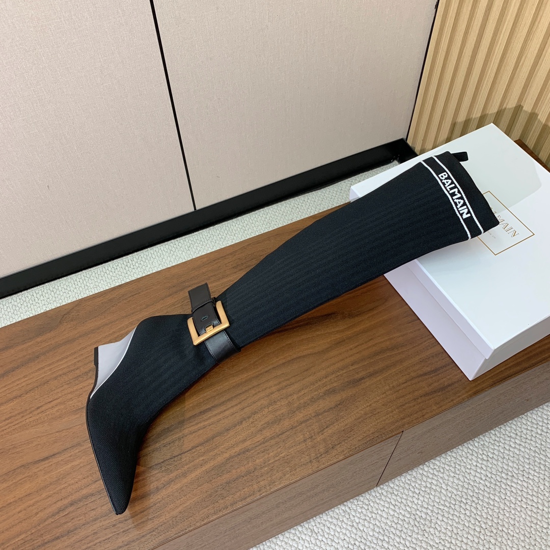 【Balmai*】针织弹力长靴！海外订购原版，1:1完美复刻！材质：原版定制飞织鞋面，牛皮垫脚，真皮大底