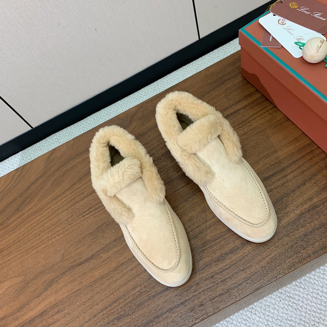 【Loro Piana】高帮毛里乐福鞋。意大利顶级羊绒复古优雅低调奢华。时尚性与皮料实用性同样兼具依然全