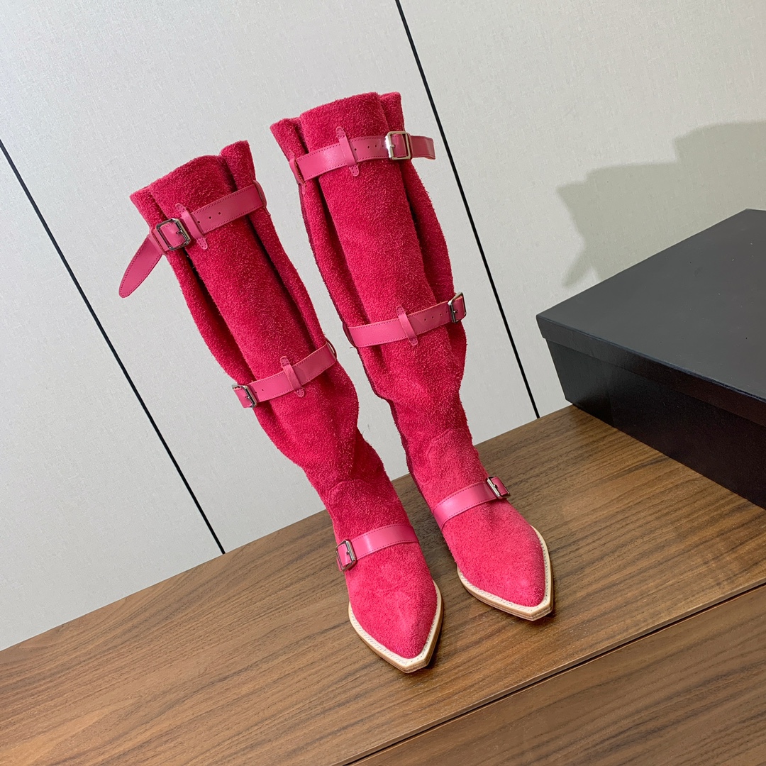 【R13】皮条长靴。简约百搭款。鞋面牛京、爆裂皮。牛皮内里，真皮大底。跟高5.5cm码数：35-42(4