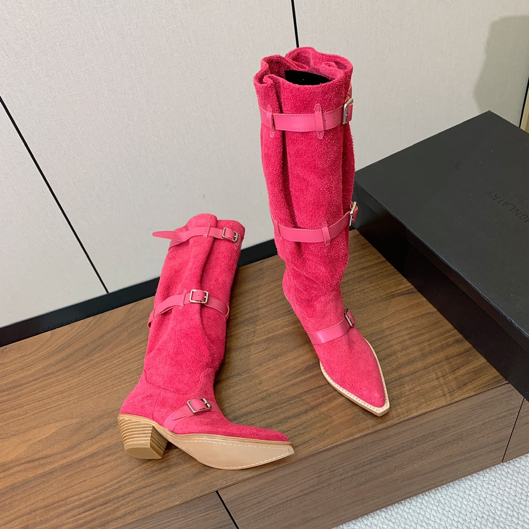 【R13】皮条长靴。简约百搭款。鞋面牛京、爆裂皮。牛皮内里，真皮大底。跟高5.5cm码数：35-42(4