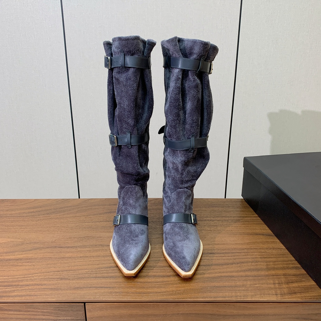 【R13】皮条长靴。简约百搭款。鞋面牛京、爆裂皮。牛皮内里，真皮大底。跟高5.5cm码数：35-42(4