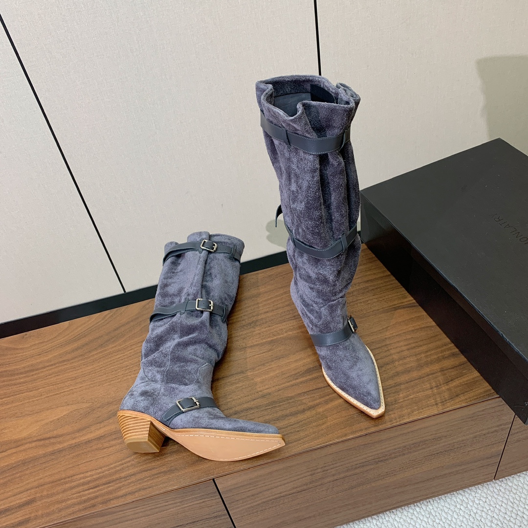 【R13】皮条长靴。简约百搭款。鞋面牛京、爆裂皮。牛皮内里，真皮大底。跟高5.5cm码数：35-42(4