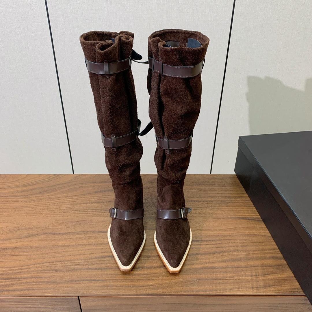 【R13】皮条长靴。简约百搭款。鞋面牛京、爆裂皮。牛皮内里，真皮大底。跟高5.5cm码数：35-42(4