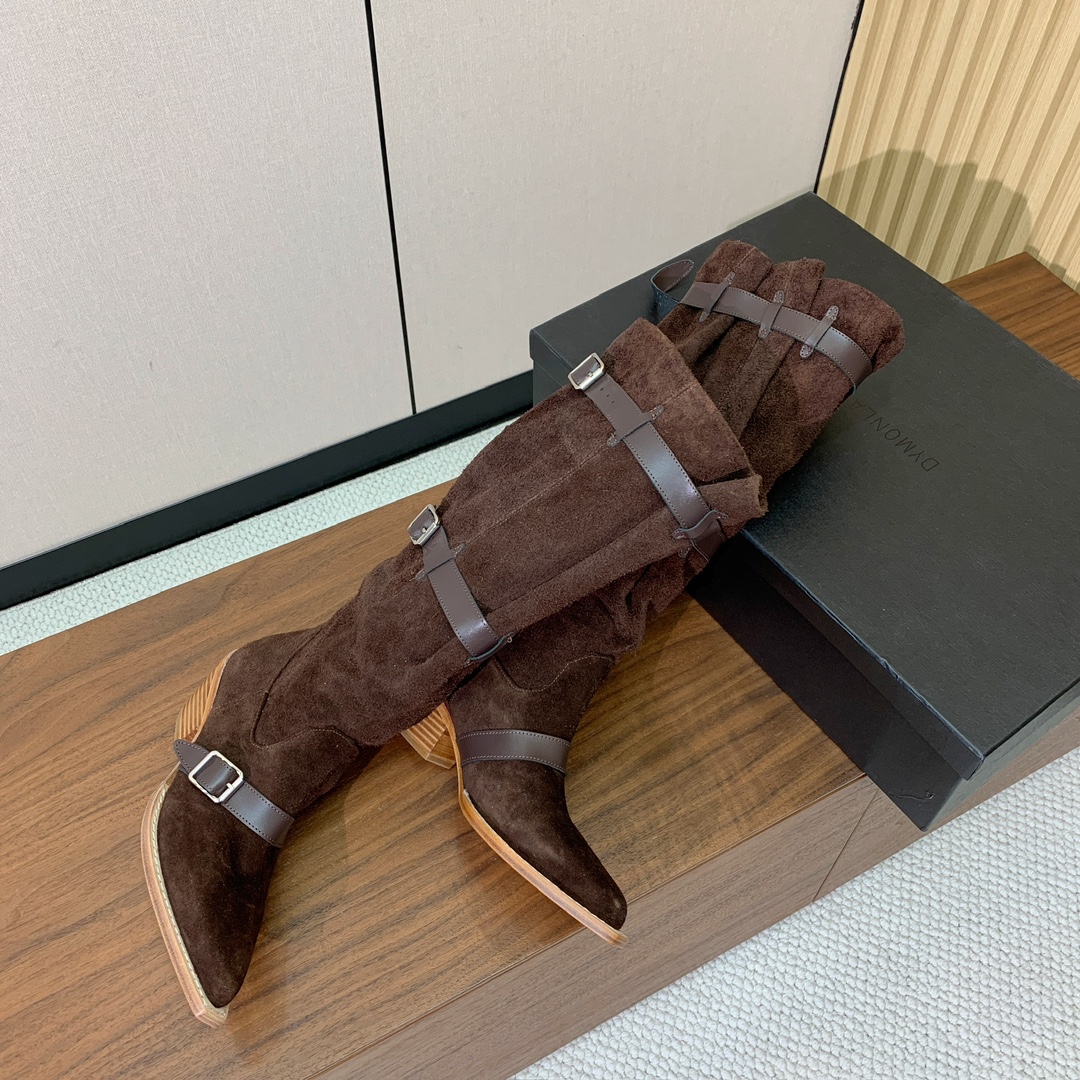 【R13】皮条长靴。简约百搭款。鞋面牛京、爆裂皮。牛皮内里，真皮大底。跟高5.5cm码数：35-42(4