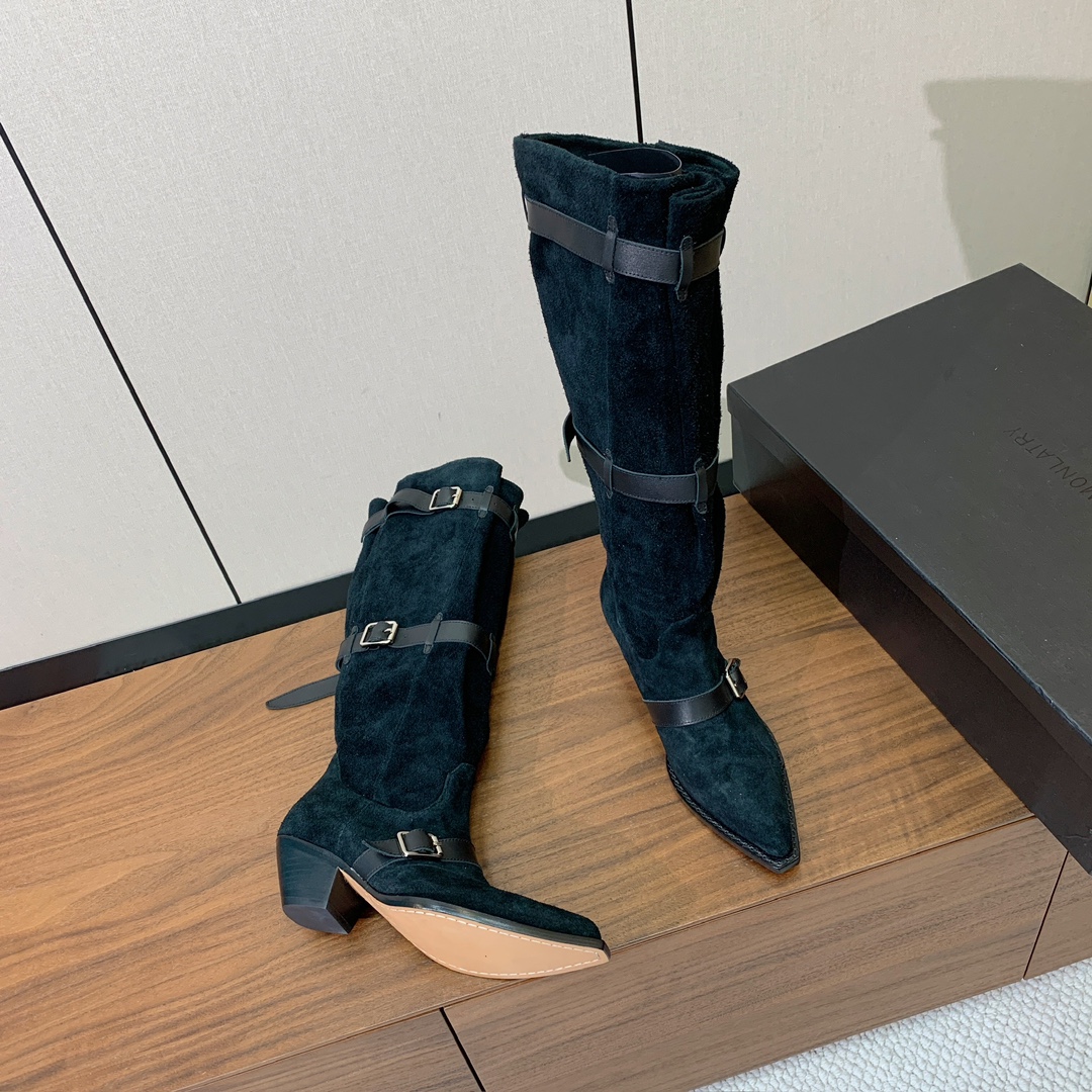 【R13】皮条长靴。简约百搭款。鞋面牛京、爆裂皮。牛皮内里，真皮大底。跟高5.5cm码数：35-42(4