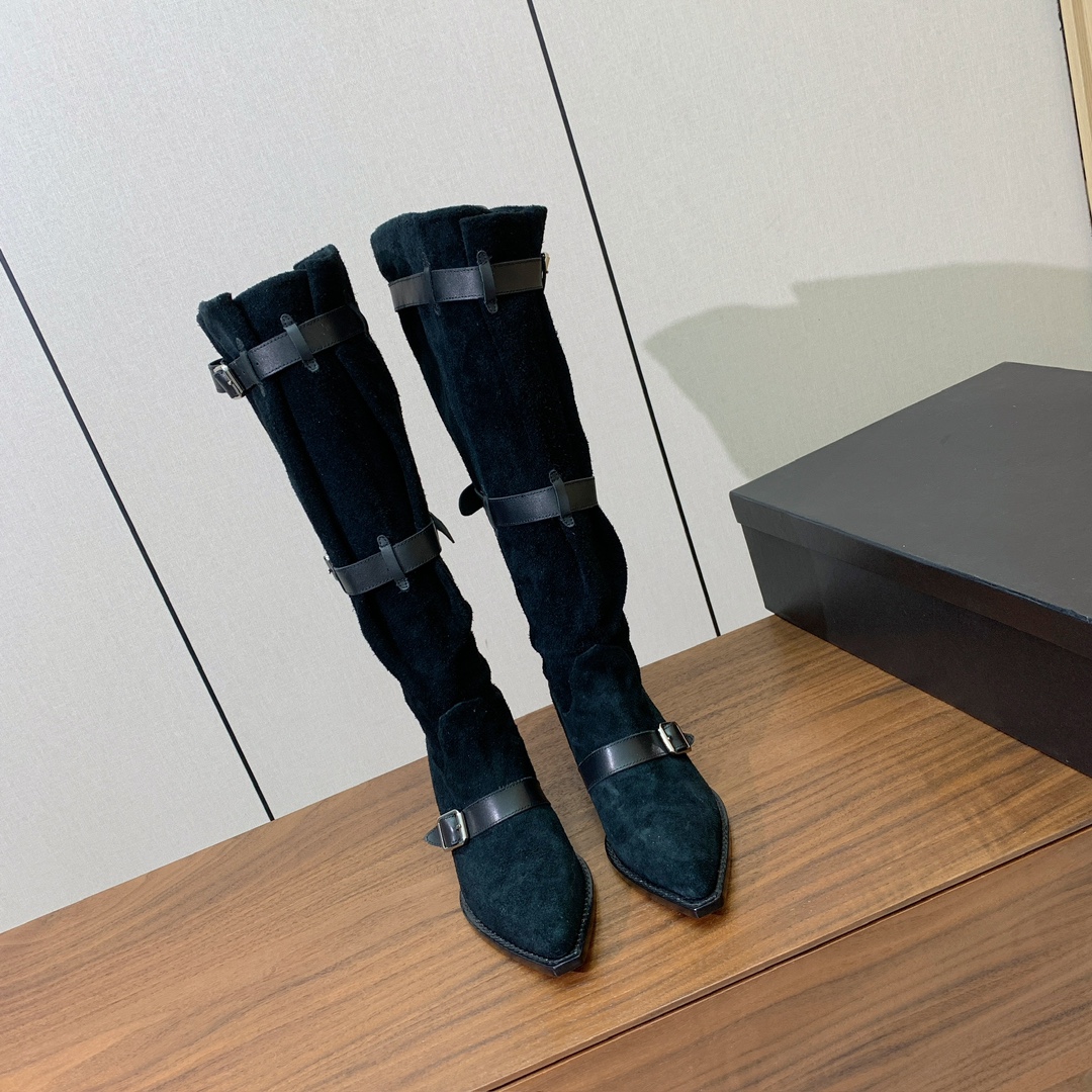 【R13】皮条长靴。简约百搭款。鞋面牛京、爆裂皮。牛皮内里，真皮大底。跟高5.5cm码数：35-42(4