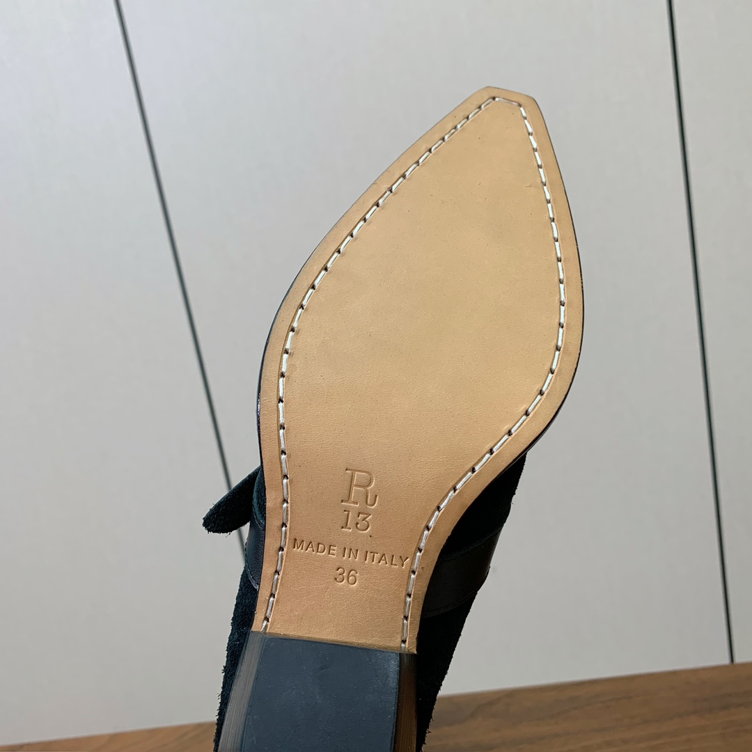 【R13】皮条长靴。简约百搭款。鞋面牛京、爆裂皮。牛皮内里，真皮大底。跟高5.5cm码数：35-42(4