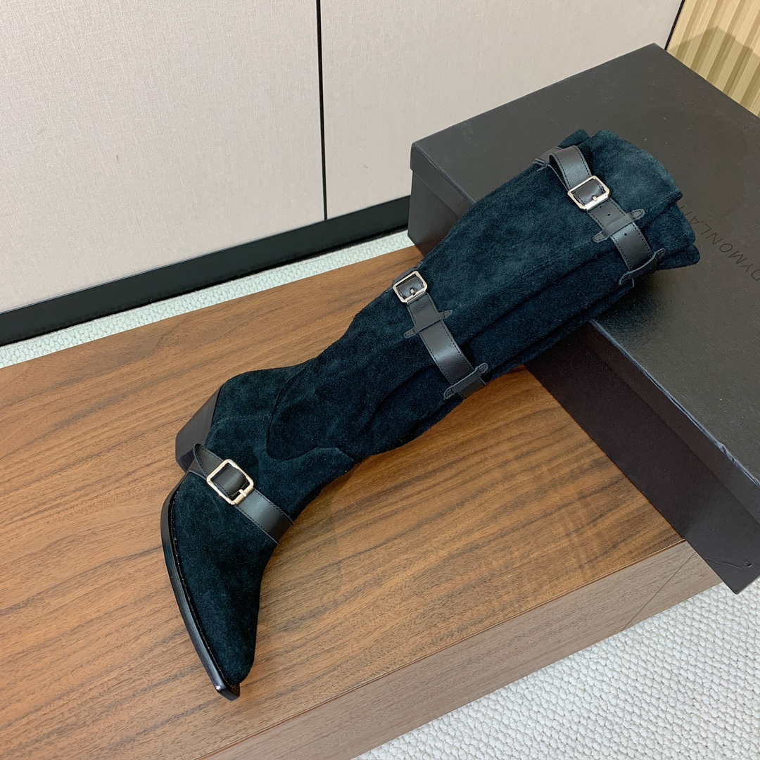 【R13】皮条长靴。简约百搭款。鞋面牛京、爆裂皮。牛皮内里，真皮大底。跟高5.5cm码数：35-42(4