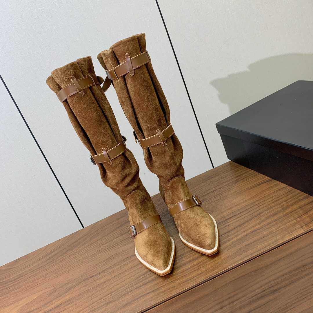 【R13】皮条长靴。简约百搭款。鞋面牛京、爆裂皮。牛皮内里，真皮大底。跟高5.5cm码数：35-42(4