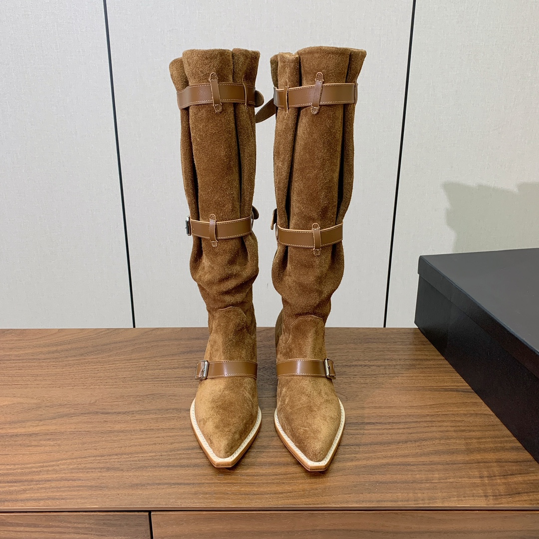 【R13】皮条长靴。简约百搭款。鞋面牛京、爆裂皮。牛皮内里，真皮大底。跟高5.5cm码数：35-42(4