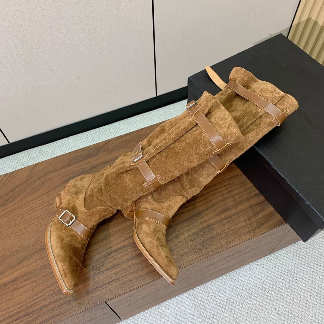 【R13】皮条长靴。简约百搭款。鞋面牛京、爆裂皮。牛皮内里，真皮大底。跟高5.5cm码数：35-42(4