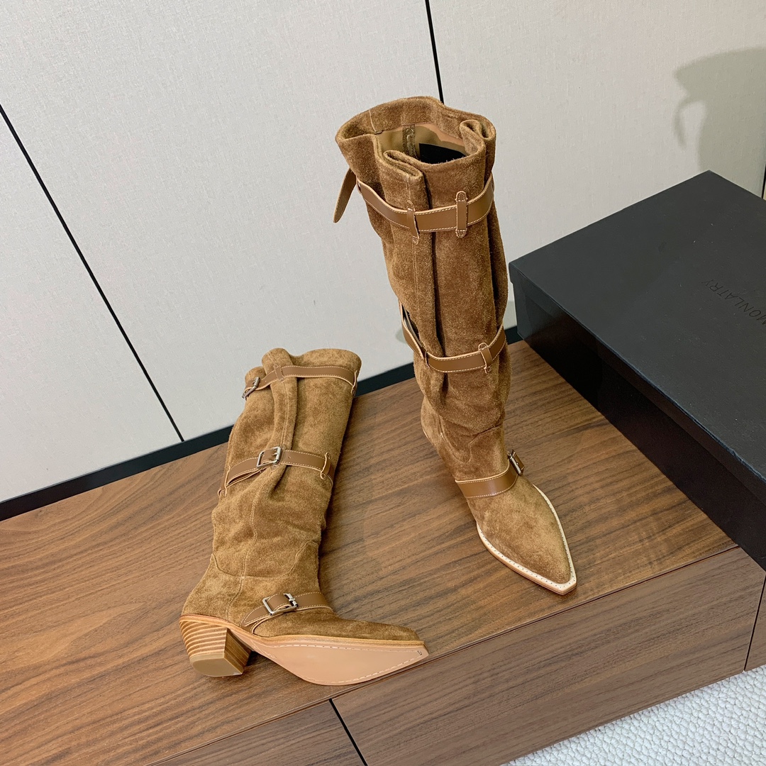 【R13】皮条长靴。简约百搭款。鞋面牛京、爆裂皮。牛皮内里，真皮大底。跟高5.5cm码数：35-42(4