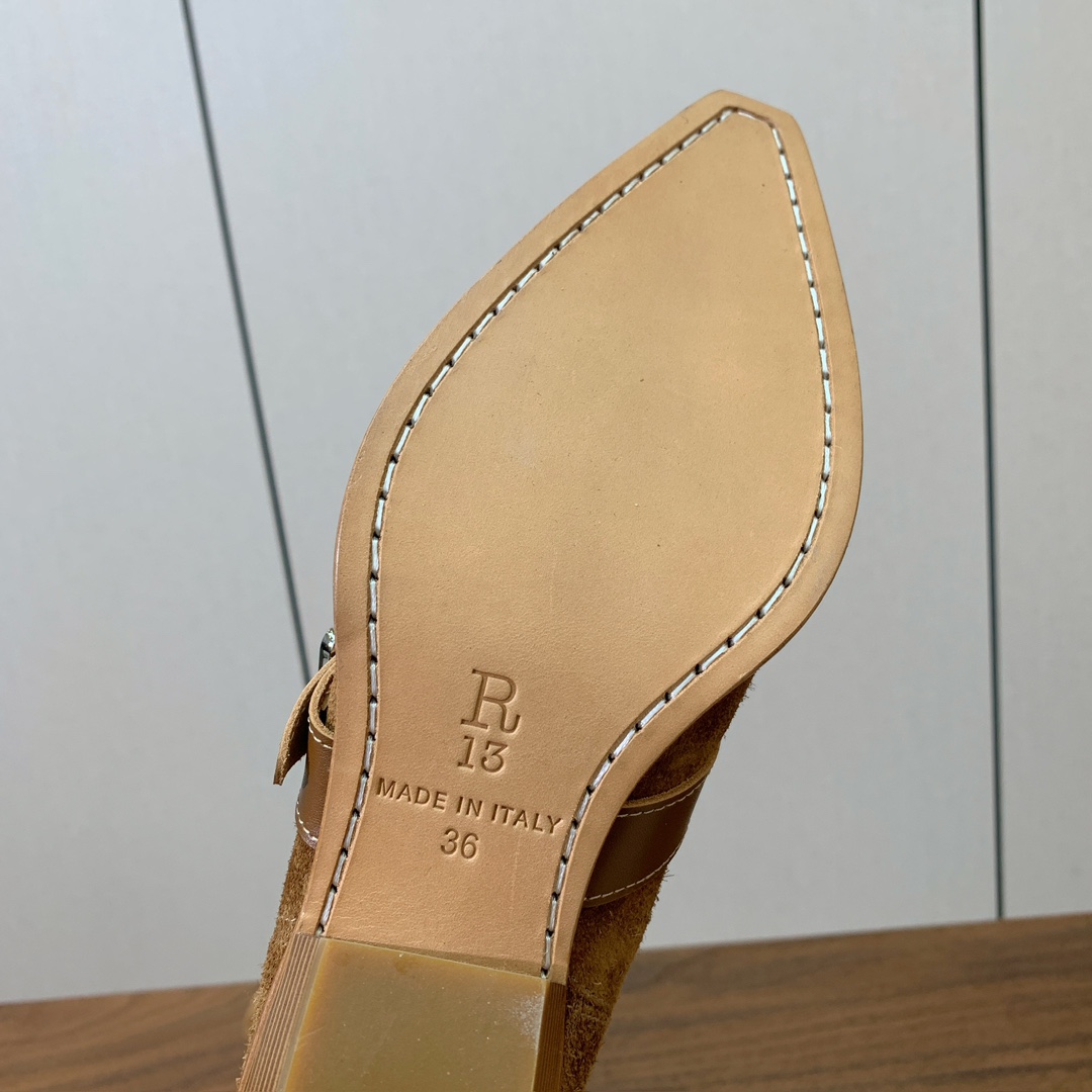 【R13】皮条长靴。简约百搭款。鞋面牛京、爆裂皮。牛皮内里，真皮大底。跟高5.5cm码数：35-42(4