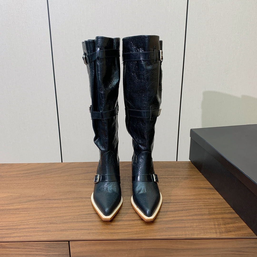 【R13】皮条长靴。简约百搭款。鞋面牛京、爆裂皮。牛皮内里，真皮大底。跟高5.5cm码数：35-42(4