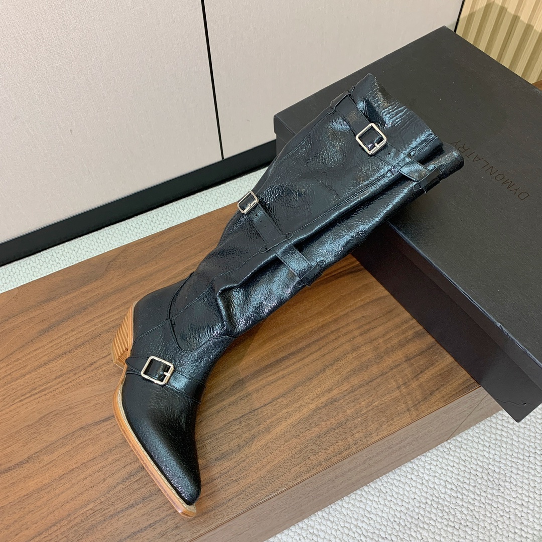 【R13】皮条长靴。简约百搭款。鞋面牛京、爆裂皮。牛皮内里，真皮大底。跟高5.5cm码数：35-42(4