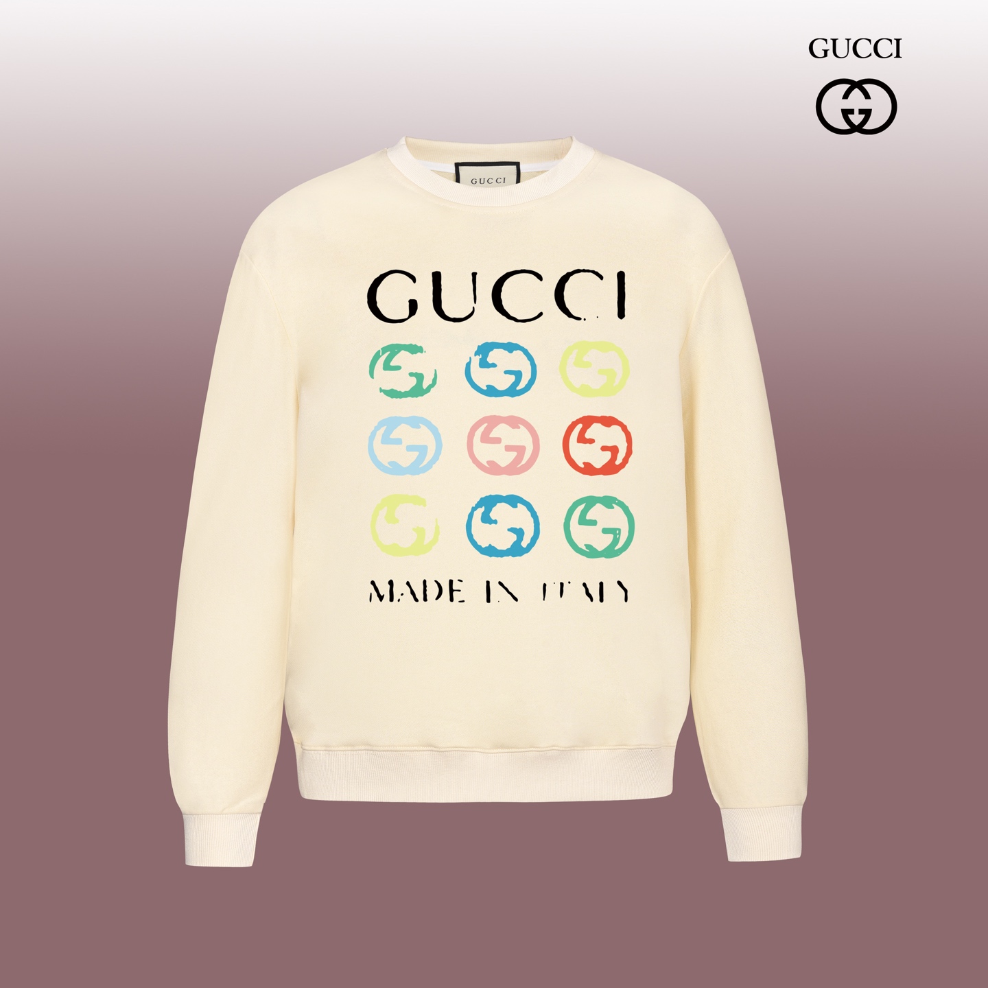 MPI#G1001 p 400克纯棉毛圈面料 《GUCCI 古驰》 经典圆领卫衣 1:1对版定制面料400克大毛圈高克重百分百纯棉 双针车线跨缝工艺 配套同缸1x1紧密高克重螺纹 螺纹有宽度 男女同款 官网细节一致 三标齐全 防潮纸 区别市场通货 随意对比 最大能穿到190斤
