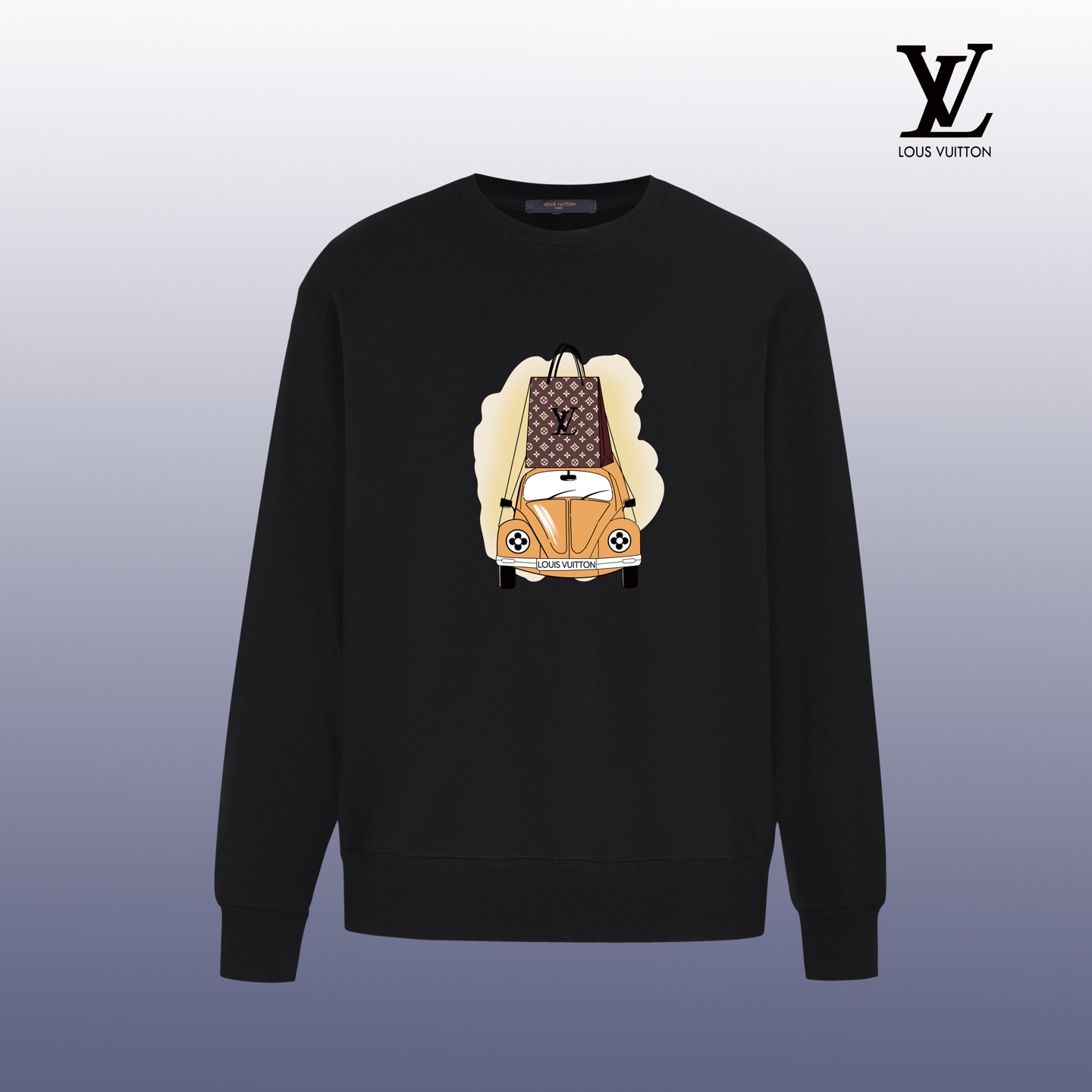 Louis Vuitton Designer Graphic Print Crewneck Sweatshirt, Cotton, Unisex