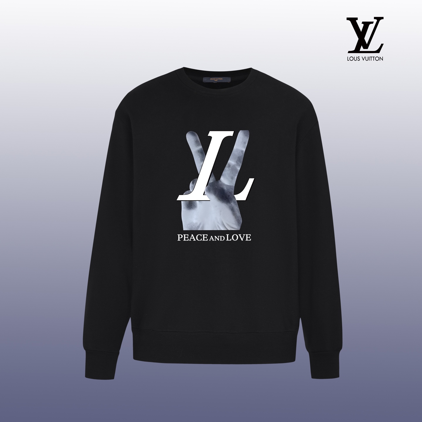 Louis Vuitton Peace and Love Print Sweatshirt, Cotton Crew Neck Pullover