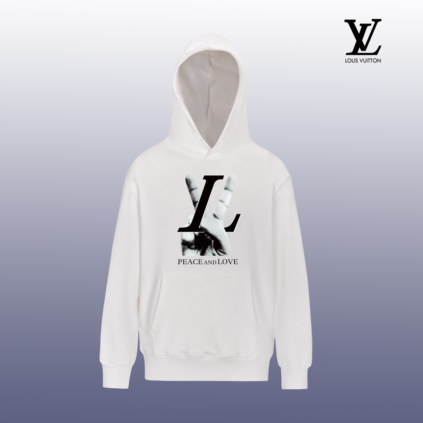 Louis Vuitton Peace and Love Print Cotton Fleece Hoodie Sweatshirt