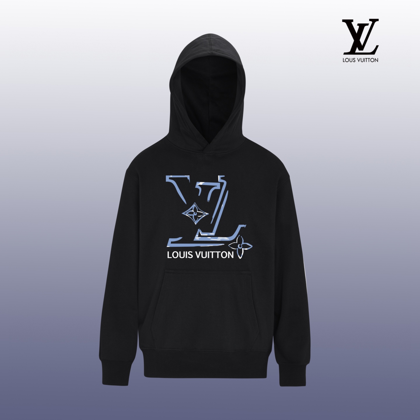 Louis Vuitton Printed Cotton Fleece Hoodie - Stylish & Comfortable