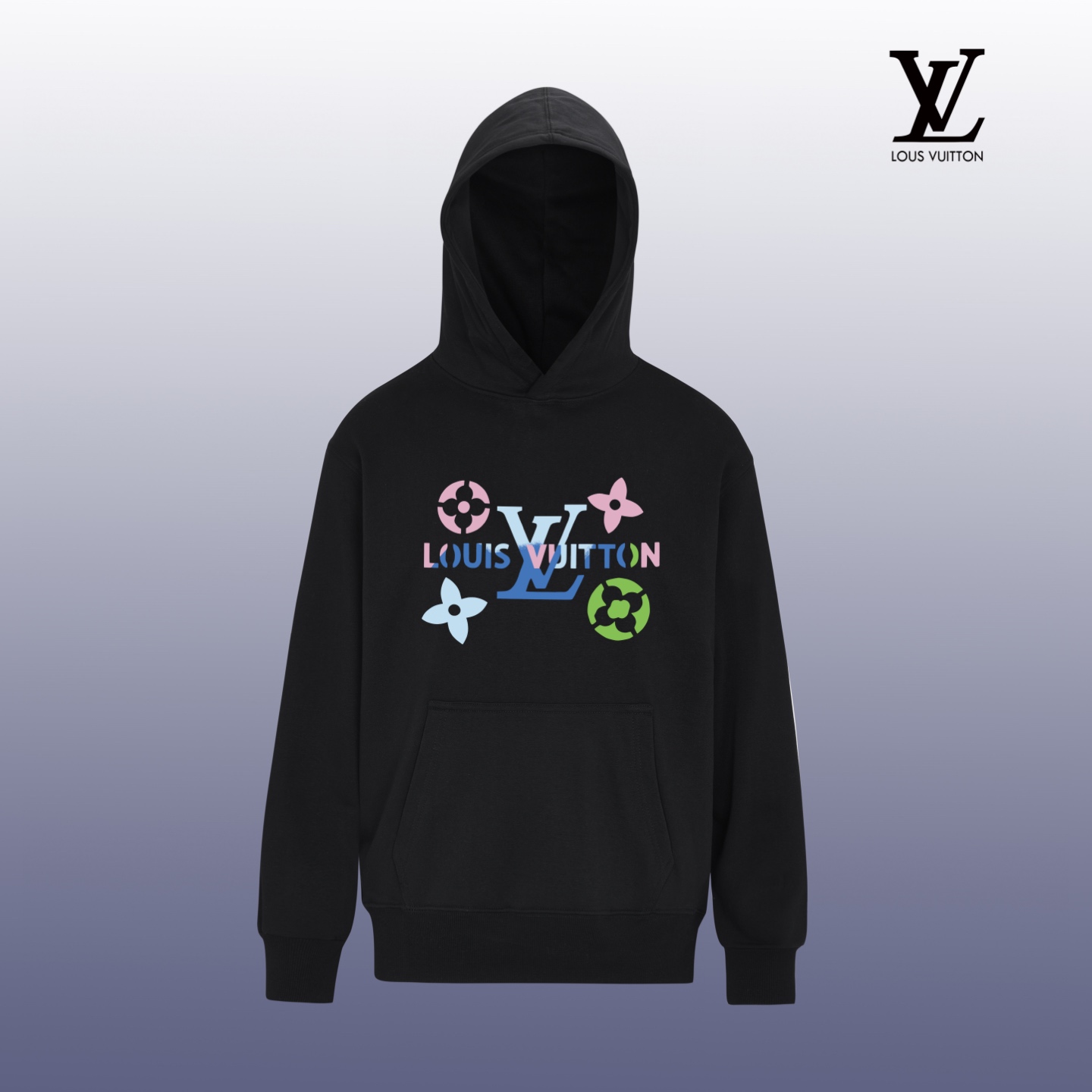 Louis Vuitton Cotton Fleece Hoodie - Designer Print, Oversized Fit, Unisex