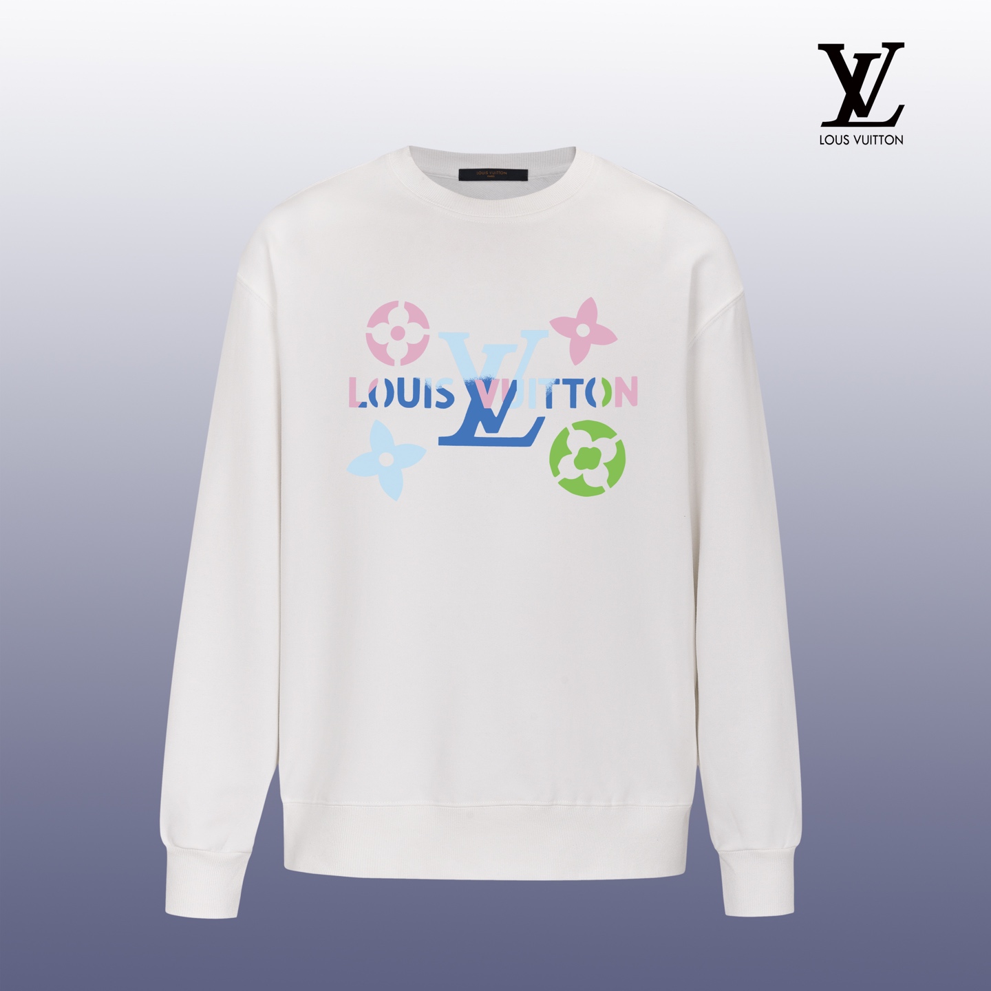 Louis Vuitton Cotton Fleece Sweatshirt with Colorful Logo - Casual Style