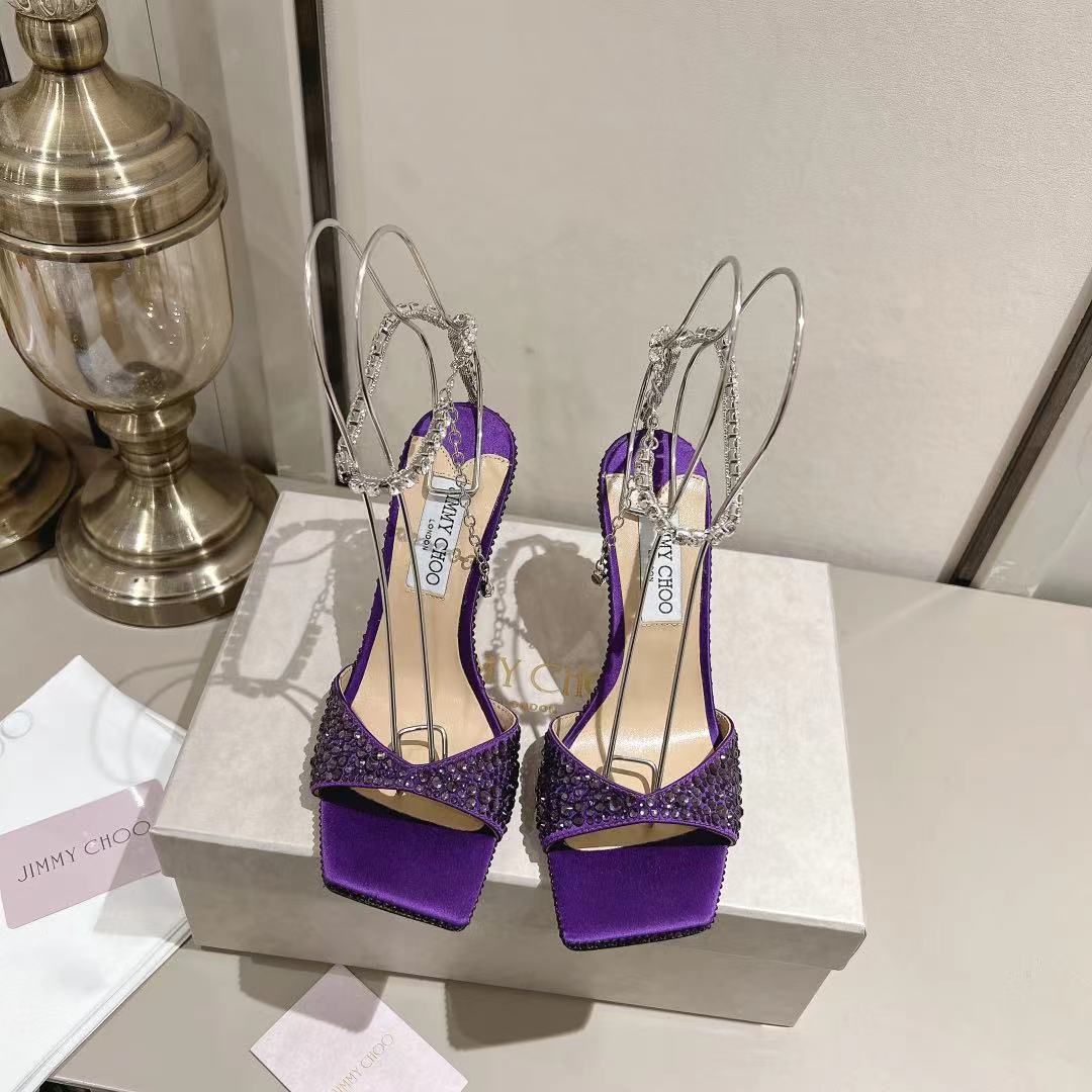 Jimmy Choo Scarpe Sandali Donne Cuoio genuino Pelle d’agnello di pecora Seta Fashion