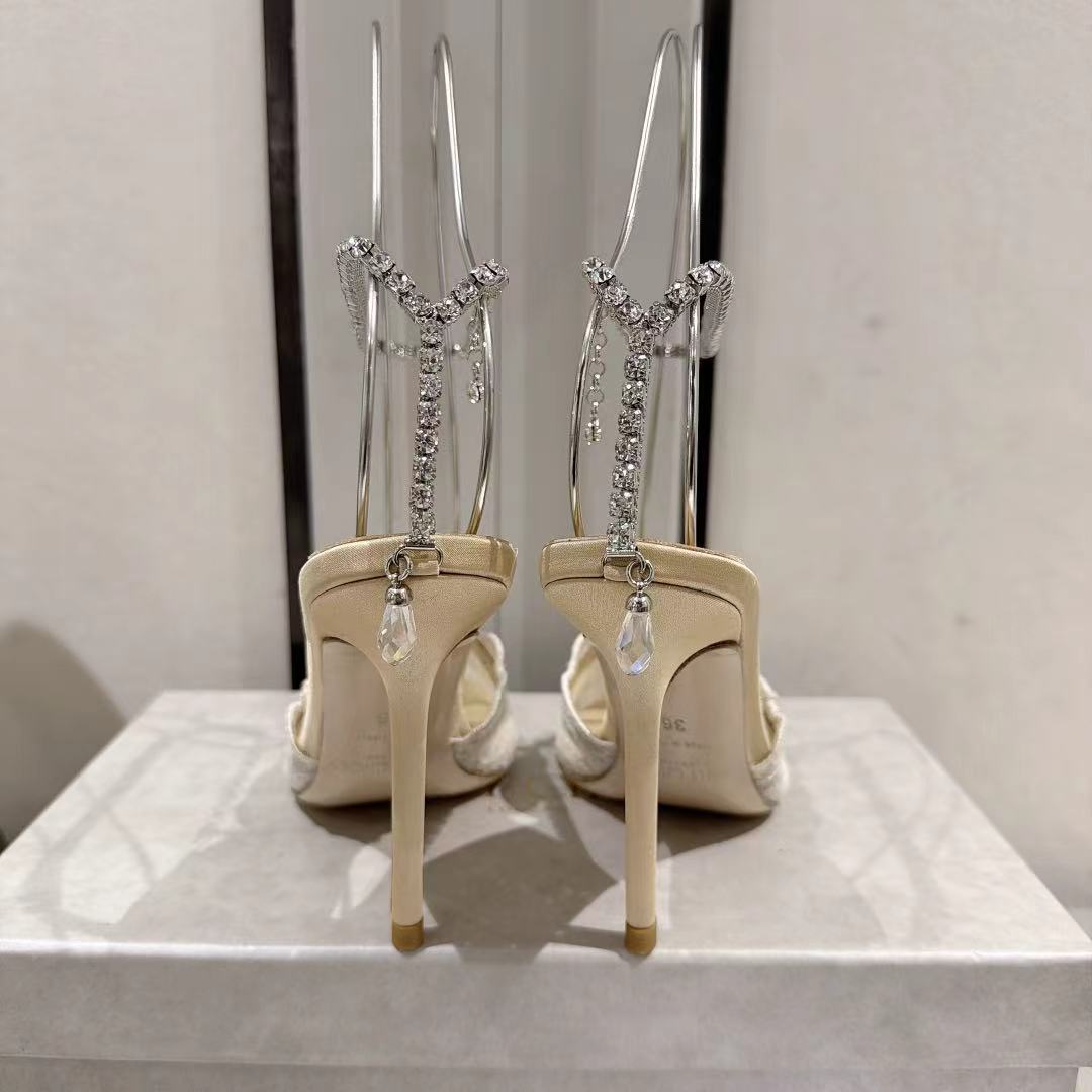 Jimmy Choo Wavy Lace Crystal Chain Slingback Pumps