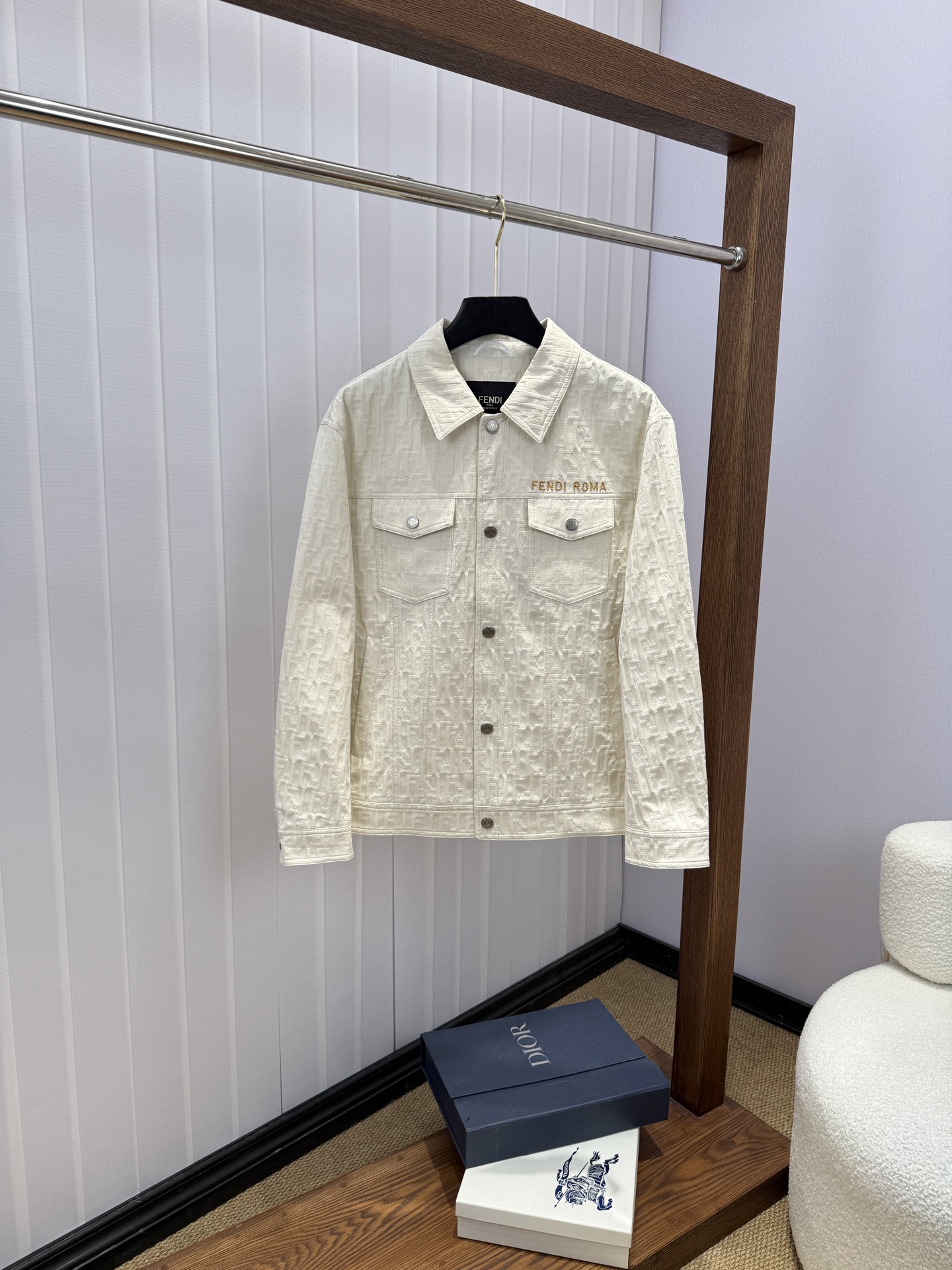 Fendi Cream Pocket Button Jacket