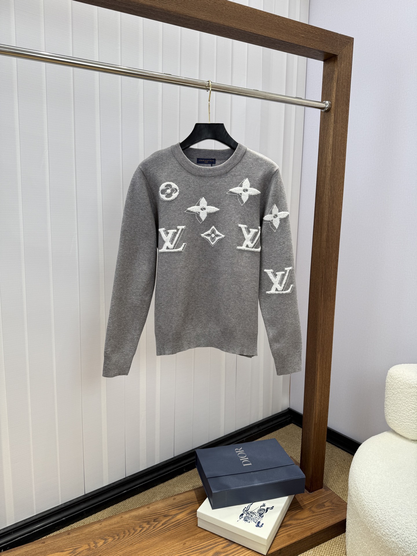 Louis Vuitton Gray Monogram Crewneck Sweater