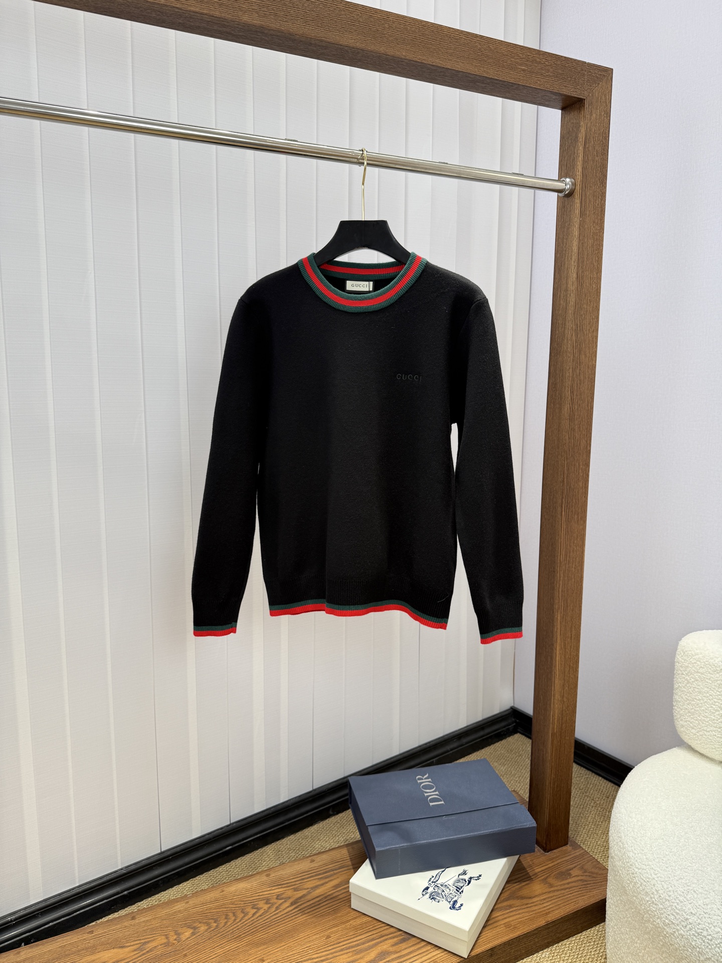 Gucci Black Striped Trim Sweater