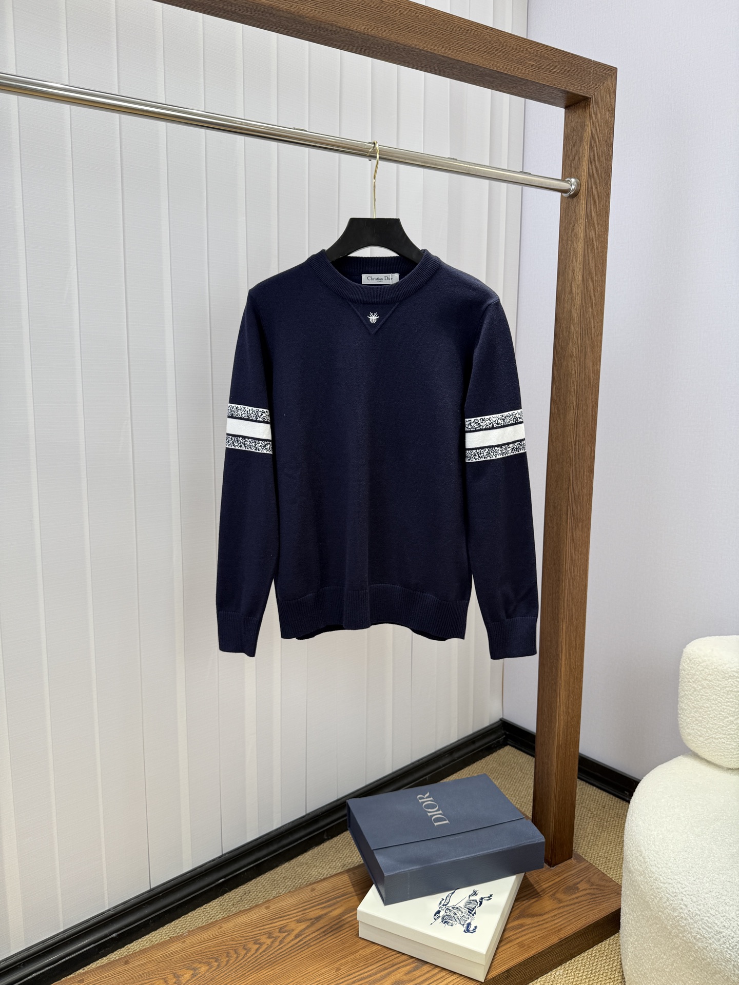 Dior Navy Sleeve Stripe Sweater