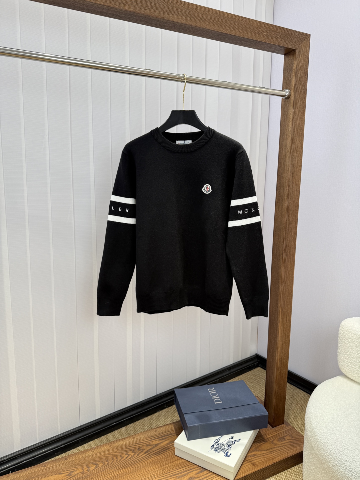 Moncler Black Sleeve Stripe Sweater