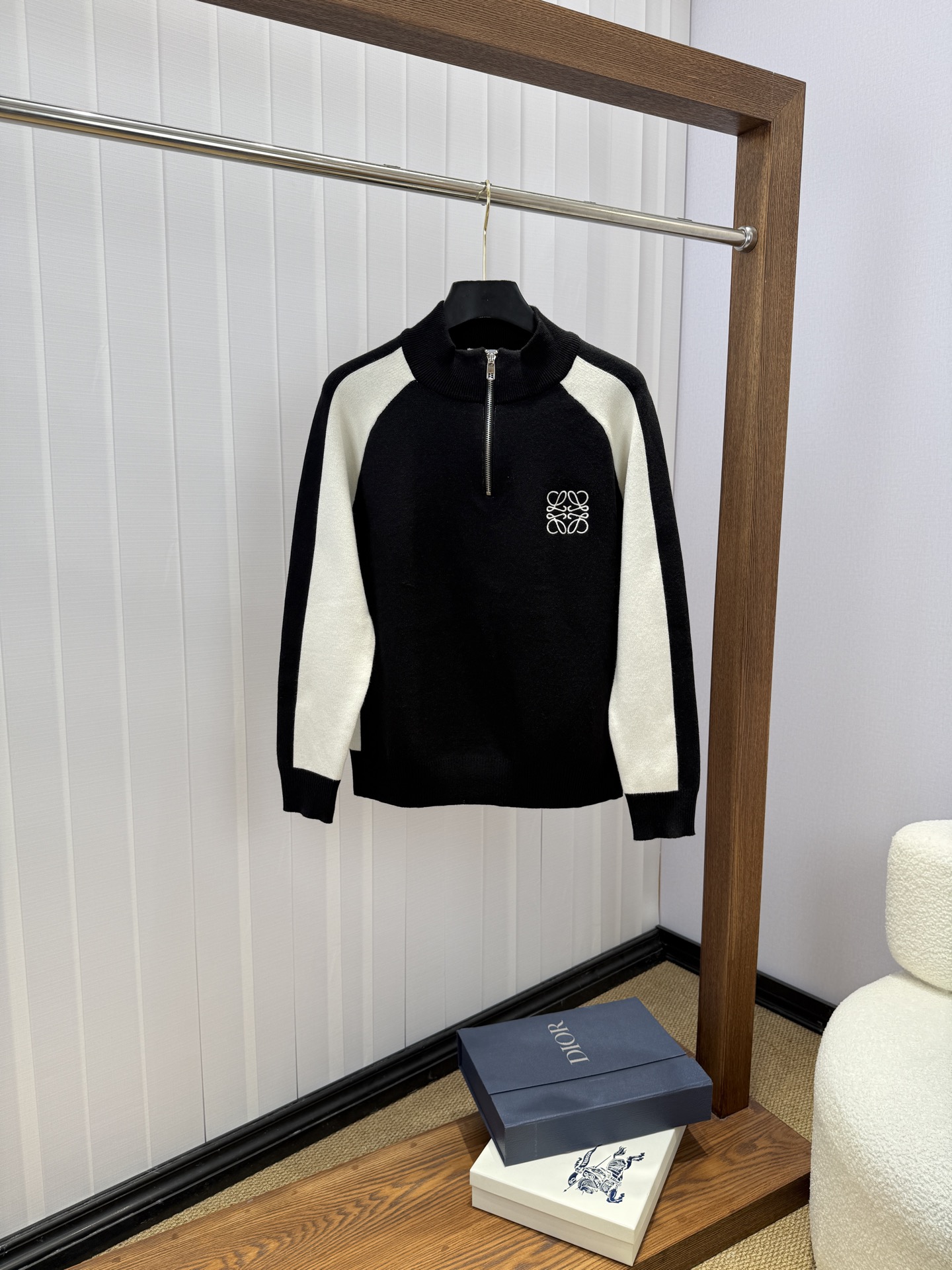 Loewe Contrast Sleeve Half-Zip Sweater