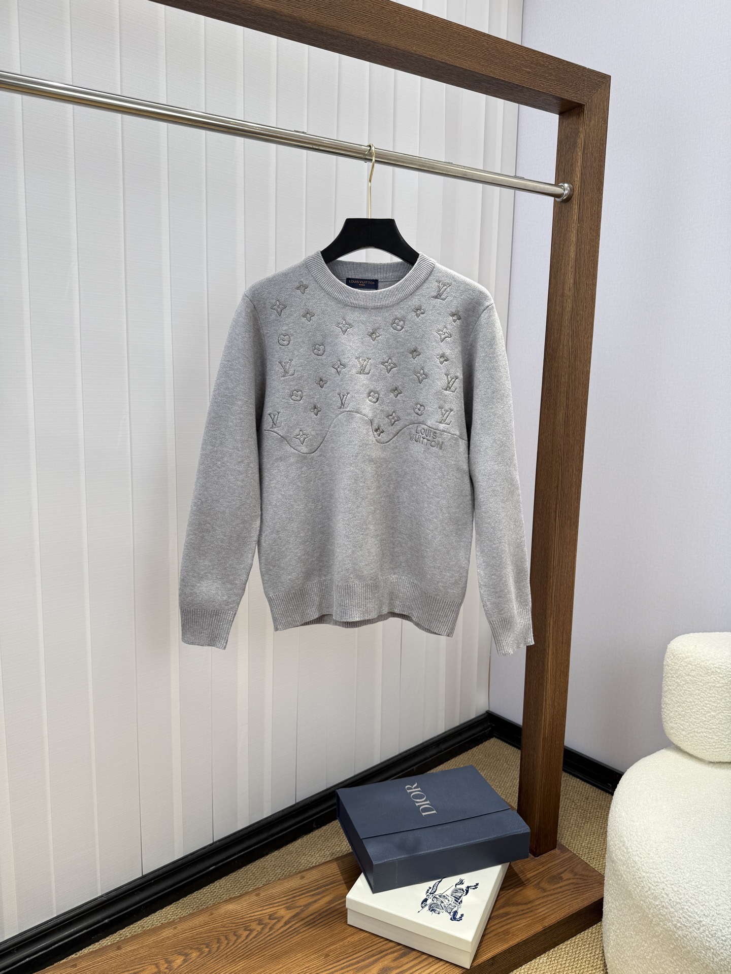 Louis Vuitton Gray Tonal Monogram Sweater