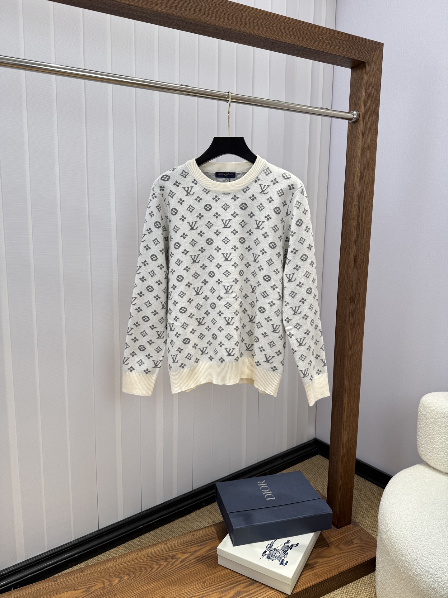 Louis Vuitton White Monogram Crewneck Sweater