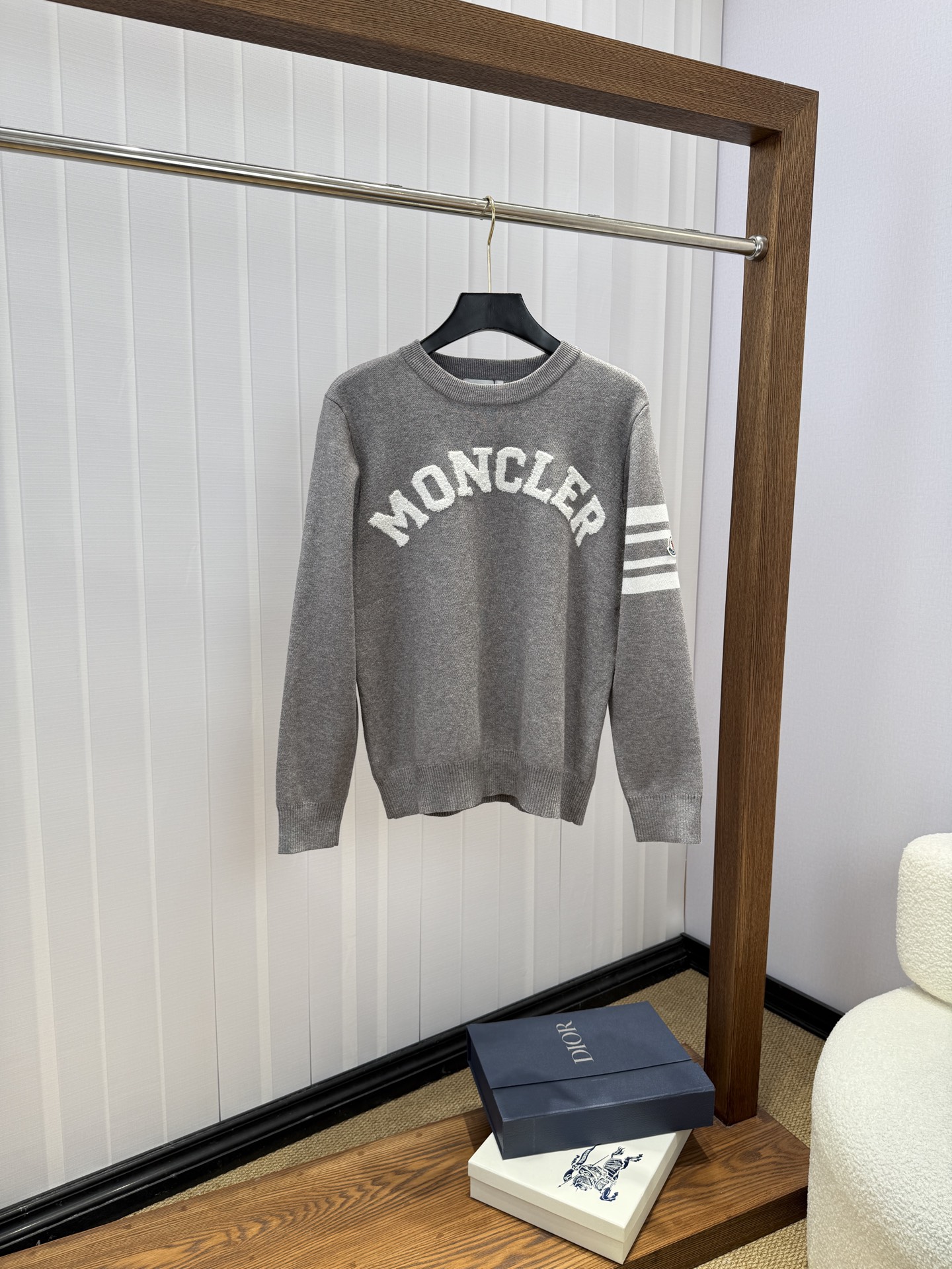 Moncler Gray Logo Crewneck Sweater