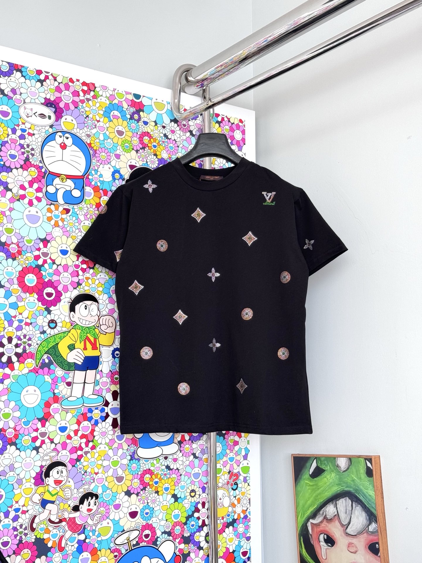 NO:845722,LV presbyopia hot diamond short sleeves｜280g combed cotton·,,louis vuitton,T-shirt,19860909LV老花烫钻短袖｜280g精梳棉·,,louis vuitton,T-shirt,,Men's clothing