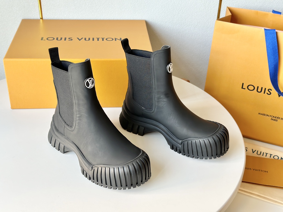 Louis Vuitton Short Boots Calfskin Cowhide Sheepskin Silk