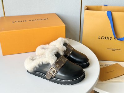 Louis Vuitton 1:1 Shoes Half Slippers Gold Hardware Wool
