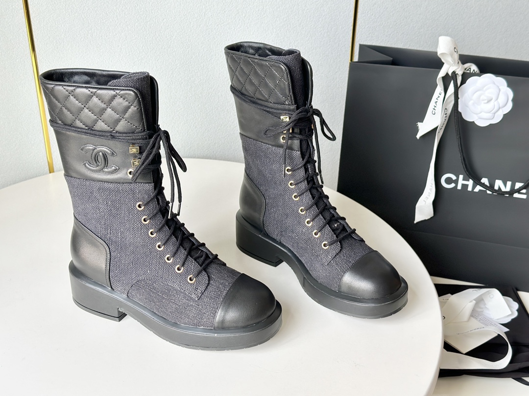 Chane*l小香23年秋冬新款牛仔马丁靴短靴子跟高:4.5cmSize:35-39️订做40