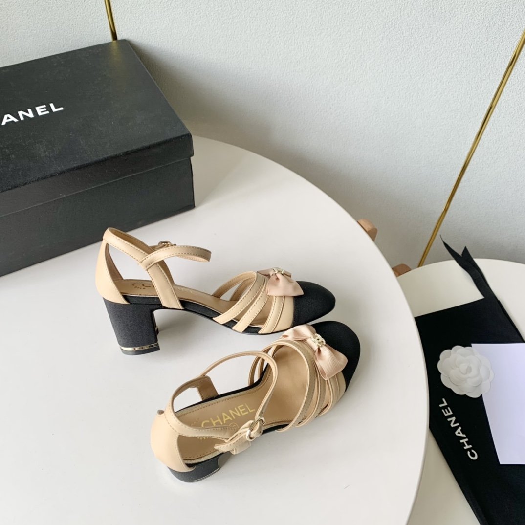 Chanel小香2024年新款蝴蝶结高跟凉鞋真皮底正码:35-39️订做34.40.41