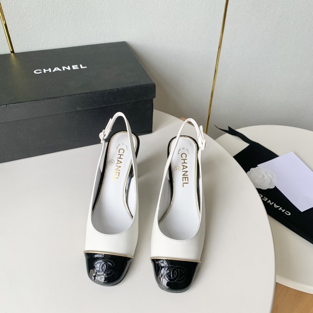 Chanel小香2024年新款拼色粗跟高跟凉鞋真皮底正码:35-39️订做34.40.41