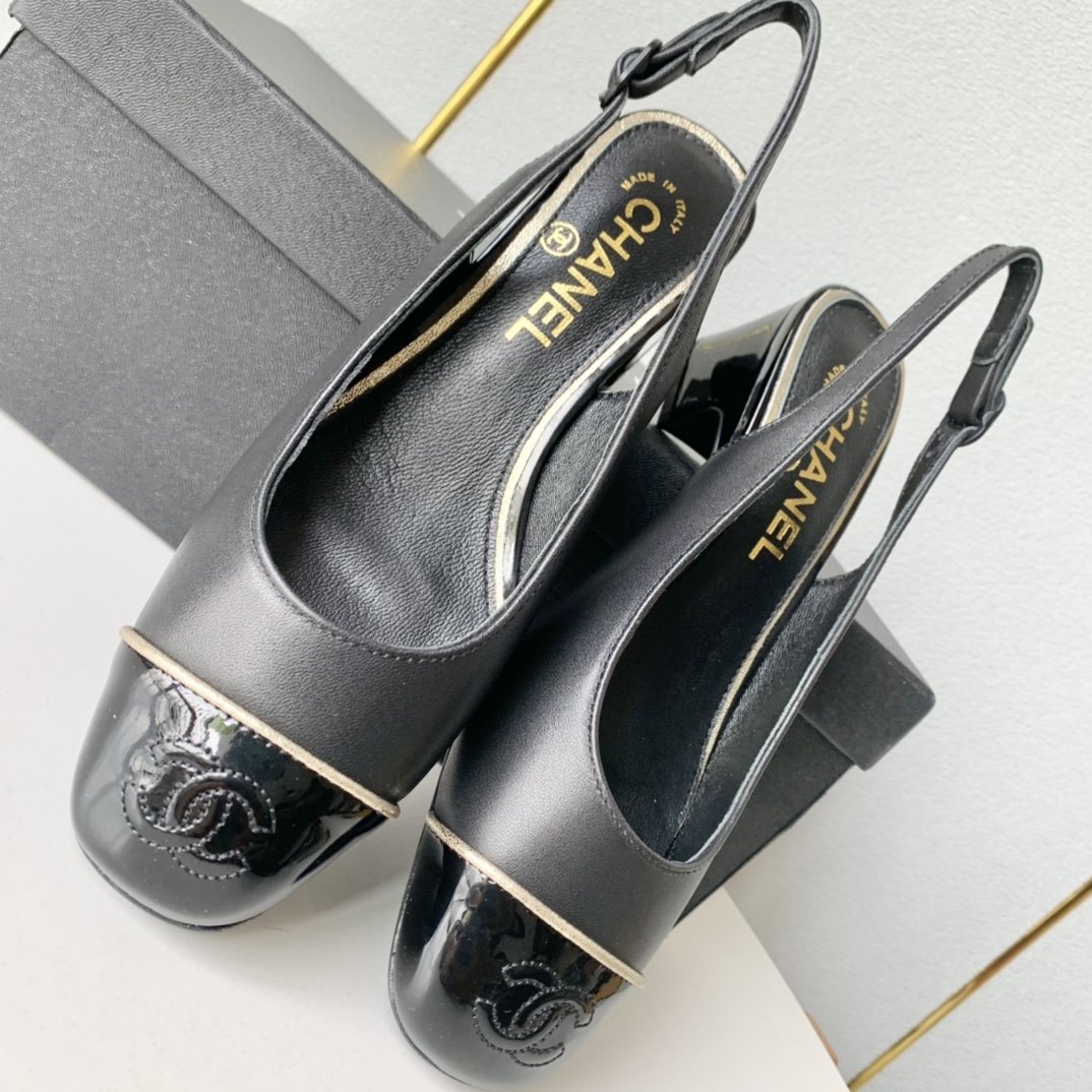 Chanel小香2024年新款拼色粗跟高跟凉鞋真皮底正码:35-39️订做34.40.41