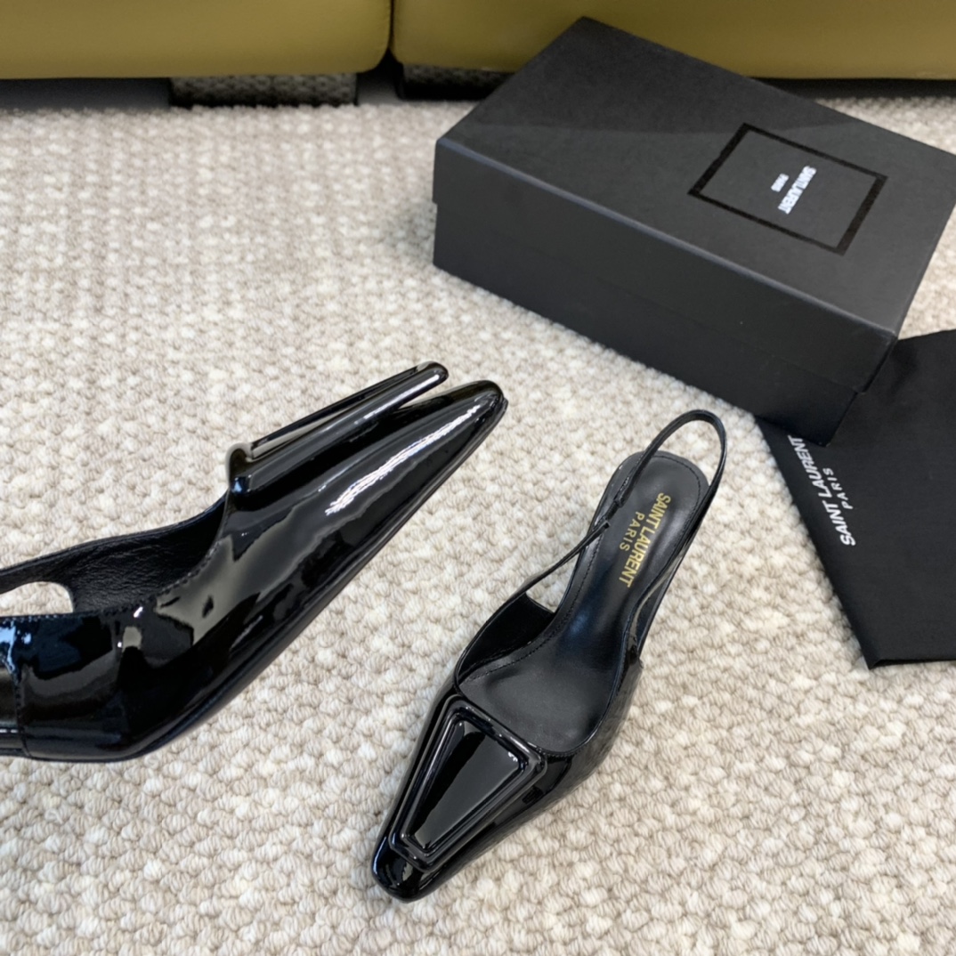 SaintLaurenysl23年新款小方头高跟鞋后空高跟凉鞋跟高:11cm9cm5cm正码:35-39