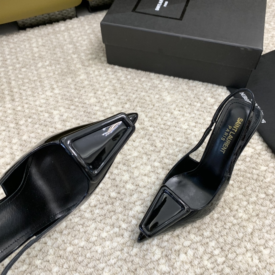 SaintLaurenysl23年新款小方头高跟鞋后空高跟凉鞋跟高:11cm9cm5cm正码:35-39